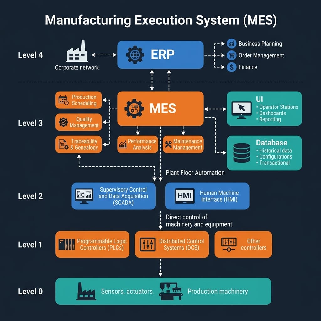 Micraft MES Operational Architecture Diagram - Technical Infographic